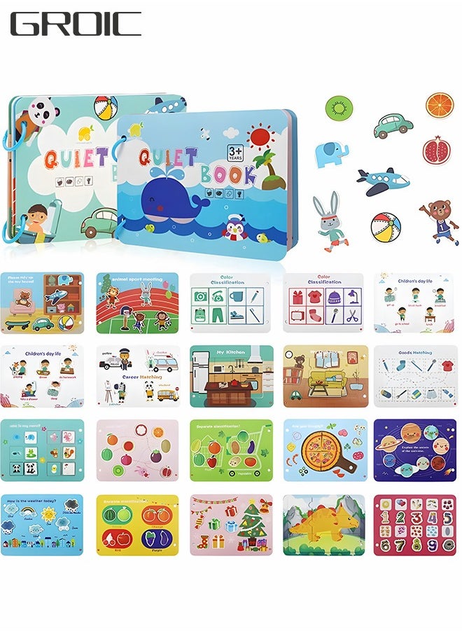 GROIC Quiet Book, Busy Book Preschool Toys for Kids, Montessori Activity Toys Early Learning Toy, Sensory Education Book Toddlers Develops Fine Motor Skills 2 Pcs  - Image 1