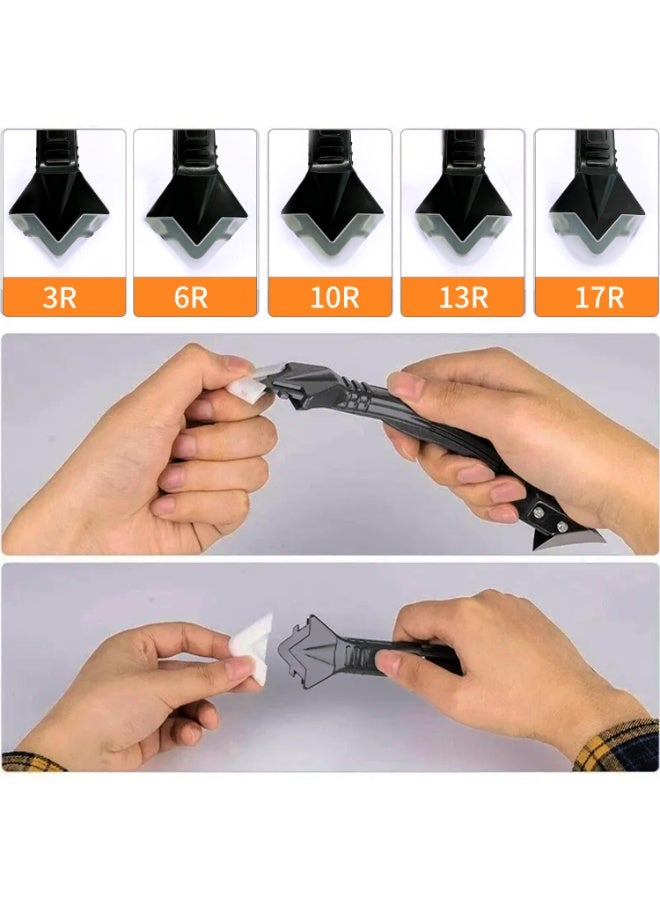 SANMUGEED Silicone Caulking Tool Kit, 5 in 1 Caulk Remover & Grout Removal Tool, with 4pc Glass Glue Angle Scraper - Image 5