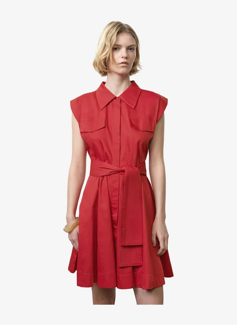 Women's Watermelon Red Alexis Cotton Belted Dress