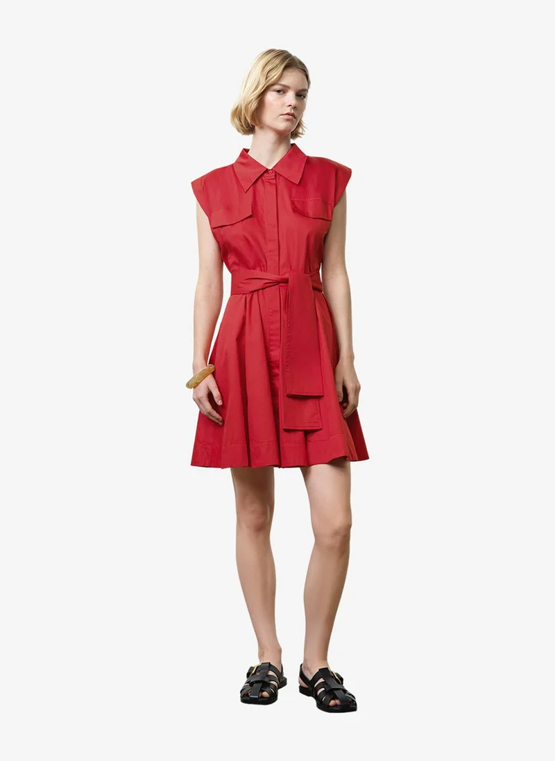French Connection Women's Watermelon Red Alexis Cotton Belted Dress