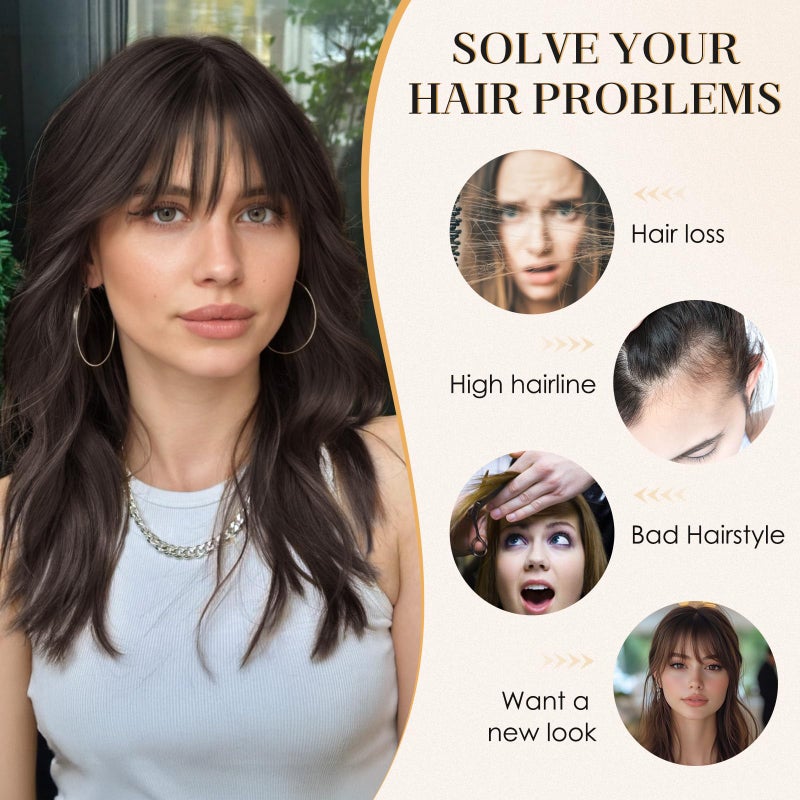 S-noilite Bangs Hair Clip,360Â° 3D Cover Real Clip in Bangs Human Hair Toppers for Women With Wispy Bang Daily Wear(Natural Black) - Image 3