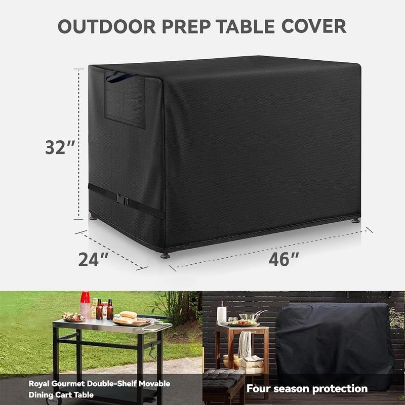 Wnanan Outdoor Prep Table Cover - Heavy Duty Waterproof Cover for PC3404S Rolling Dining Table Compatible with 46 inch Outdoor Utility Cart - Image 2