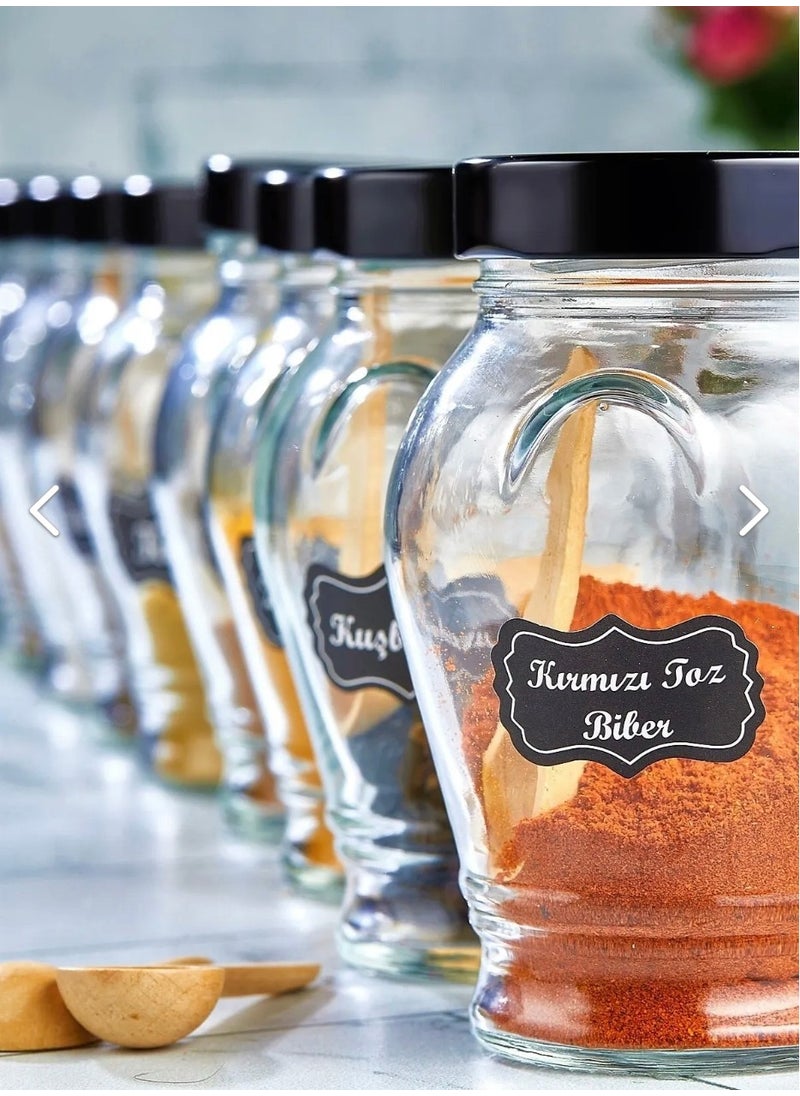 Fbz Home 12-Piece 370 Ml Glass Spice Jar Set with Metal Lid, Spoon and Label  - Image 1