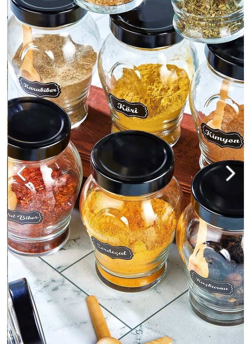 Fbz Home 12-Piece 370 Ml Glass Spice Jar Set with Metal Lid, Spoon and Label  - Image 4