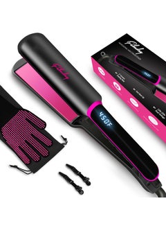 Fabuday Wide Flat Iron Hair Straightener Dual Voltage 450  2 Inch Straightening Iron for Thick Hair Heat Up Quickly LCD Display Auto ShutOff 12 Adjustable Temp Hair Styling Hot Iron