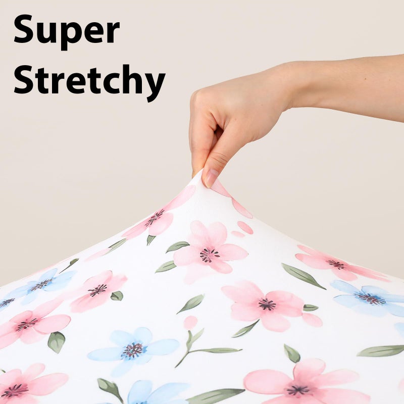 FIEMOL Baby Mini Crib Sheets Girl, Portable 38â€x26â€ Pack and Play Sheets Fitted for Playard and Pack N Play Mattress, 3-Pack Soft Microfiber Pink Butterfly Flower - Image 5
