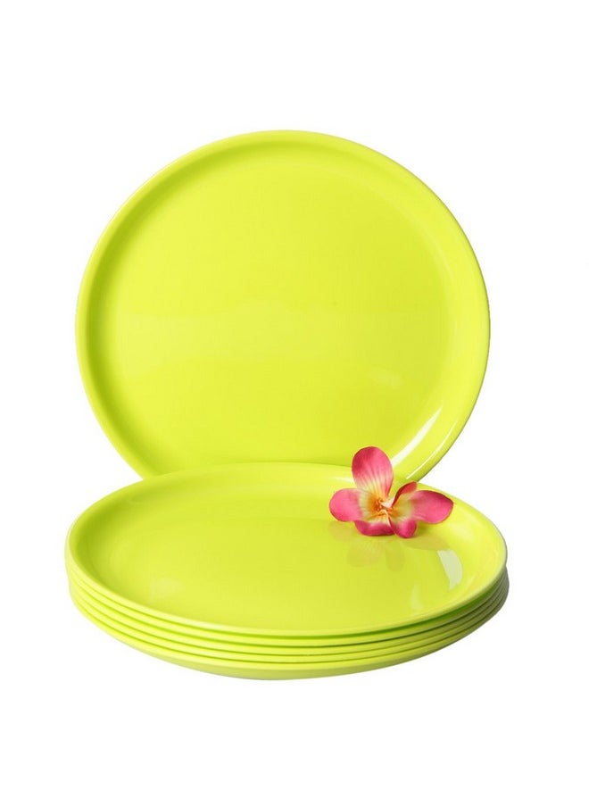 Incrizma Incrizma Polypropylene Microwave Safe Break Resistant Dinner Plates, 6 Pieces, (Lime Green, Round) 