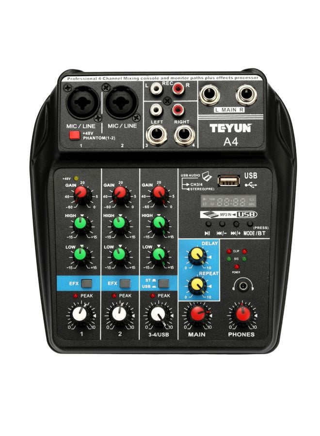 Phantom Power Monitor AUX Paths Plus Effects 4 Channels Audio Mixer With USB - Image 1