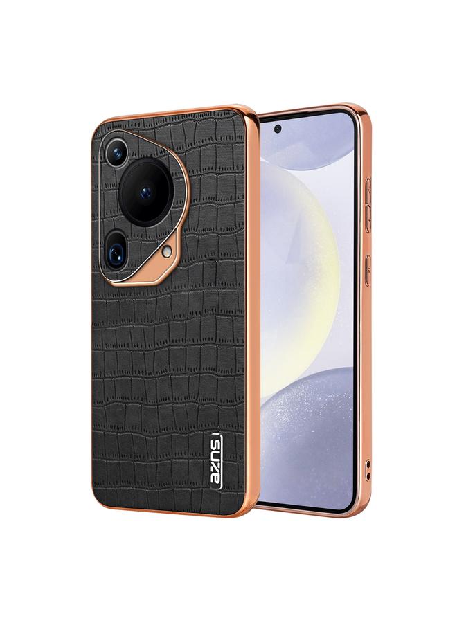 The Bros Case For Huawei Pura 70 Ultra Electroplated Frame Crocodile Texture Full Coverage Phone Case