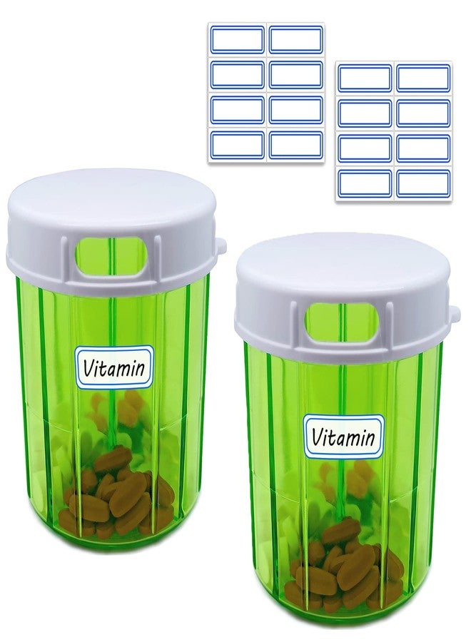 INVODA Pill Organizer 4 Compartment 2PCS Pill Dispenser Large Portable Pill Box Monthly Medicine Organizer for Pills, Fish Oils, Vitamins, Supplements (Pill Case 2 Pack + Self Adhesive Labels - Image 1