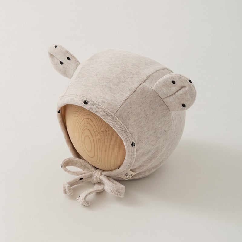 Korean Baby Bear Earmuff Beanie Warm Newborn Cap Khaki - Image 2