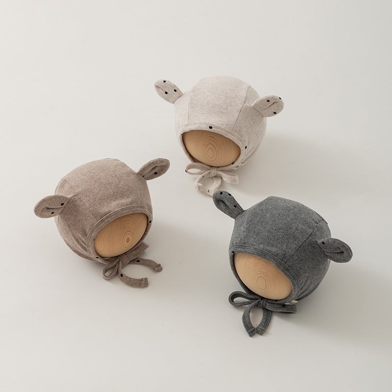 Korean Baby Bear Earmuff Beanie Warm Newborn Cap Khaki - Image 5