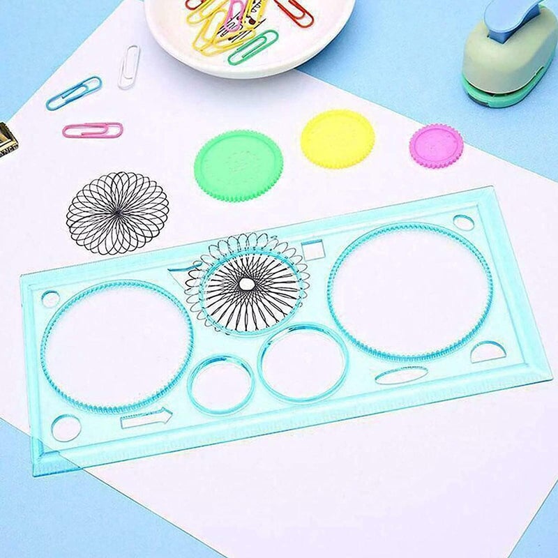 Magic Variety Flower Ruler Set,Multi-Function Diy Magic Puzzle Gear Set,Spiral Flower Interlocking Gear Toys for Kids Art,Mandala Shape Stencil (4PCS) - Image 3