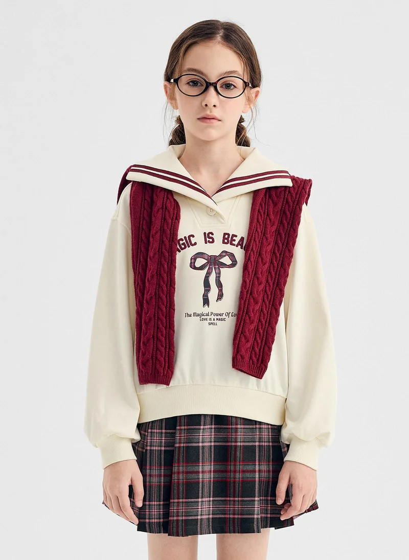 Balabala Kids Girl Lapel Sweatshirt