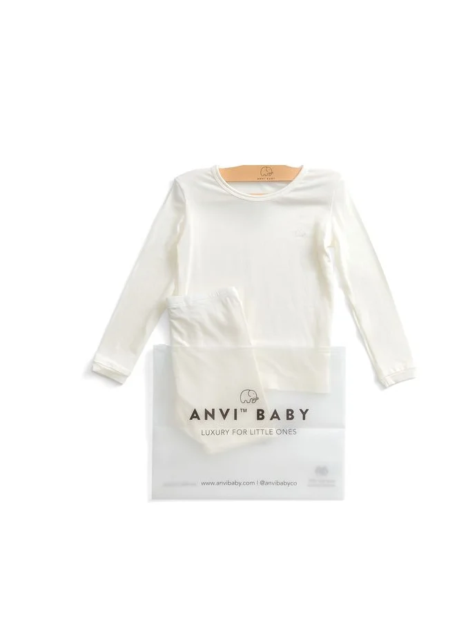 Anvi Baby Bamboo Spandex Pajama 3T- White