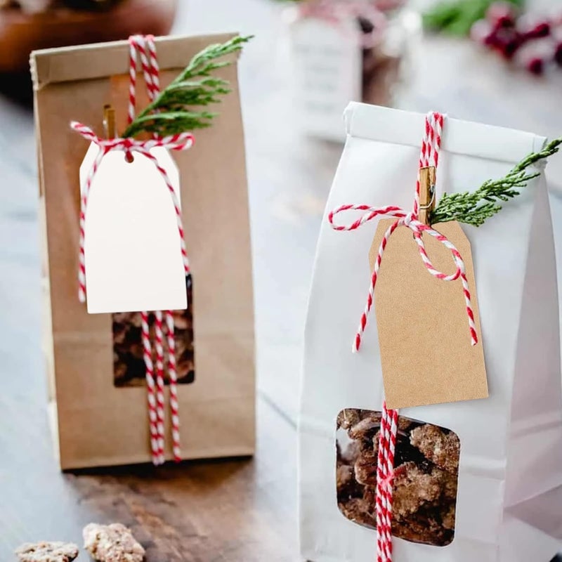 g2plus Price Tags, 100PCS Kraft Paper Gift Tags with String, 2.8x1.6in Blank Paper Hang Tag, Brown Rectangle Present Name Label Tag for Gift Wrapping, DIY Arts & Crafts, Garage Sales, Christmas - Image 5