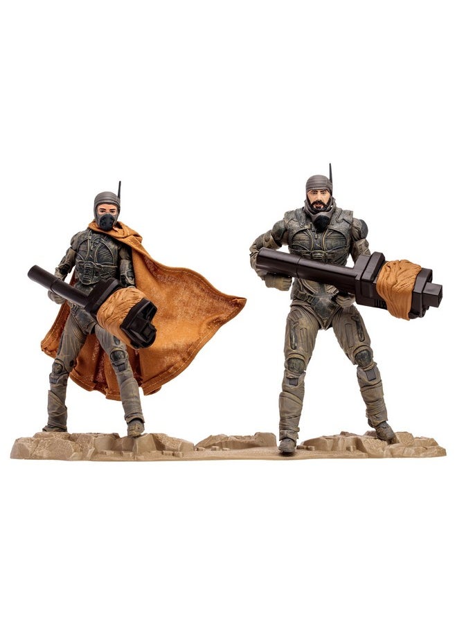 McFarlane Toys - Dune: Part Two Stilgar & Shishakli 7-Inch Action Figures 2-Pack Gold Label - Incredibly Detailed Fremen Leaders With Ultra Articulation, Cannons, And Collectible Art Cards - Image 1