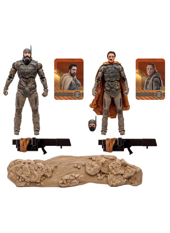 McFarlane Toys - Dune: Part Two Stilgar & Shishakli 7-Inch Action Figures 2-Pack Gold Label - Incredibly Detailed Fremen Leaders With Ultra Articulation, Cannons, And Collectible Art Cards - Image 1