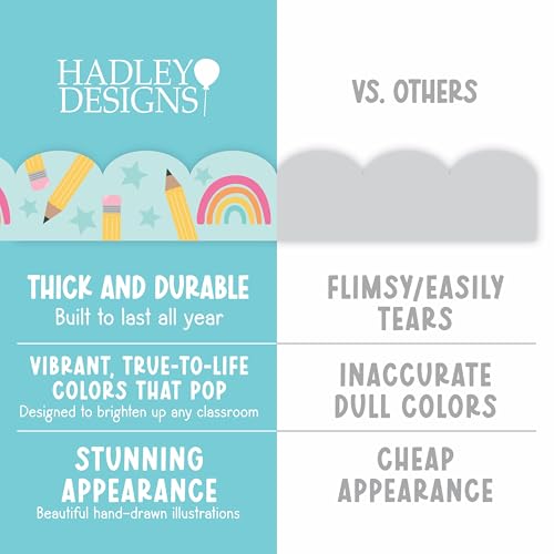 Hadley Designs 50ft Bulletin Board Borders Trim - Classroom Borders for Bulletin Board Decorations, Teacher Supplies for Classroom Decor Preschool, Kindergarten & Elementary, Rainbow Scalloped Boarders - Image 5