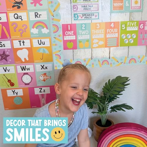 Hadley Designs 50ft Bulletin Board Borders Trim - Classroom Borders for Bulletin Board Decorations, Teacher Supplies for Classroom Decor Preschool, Kindergarten & Elementary, Rainbow Scalloped Boarders - Image 3