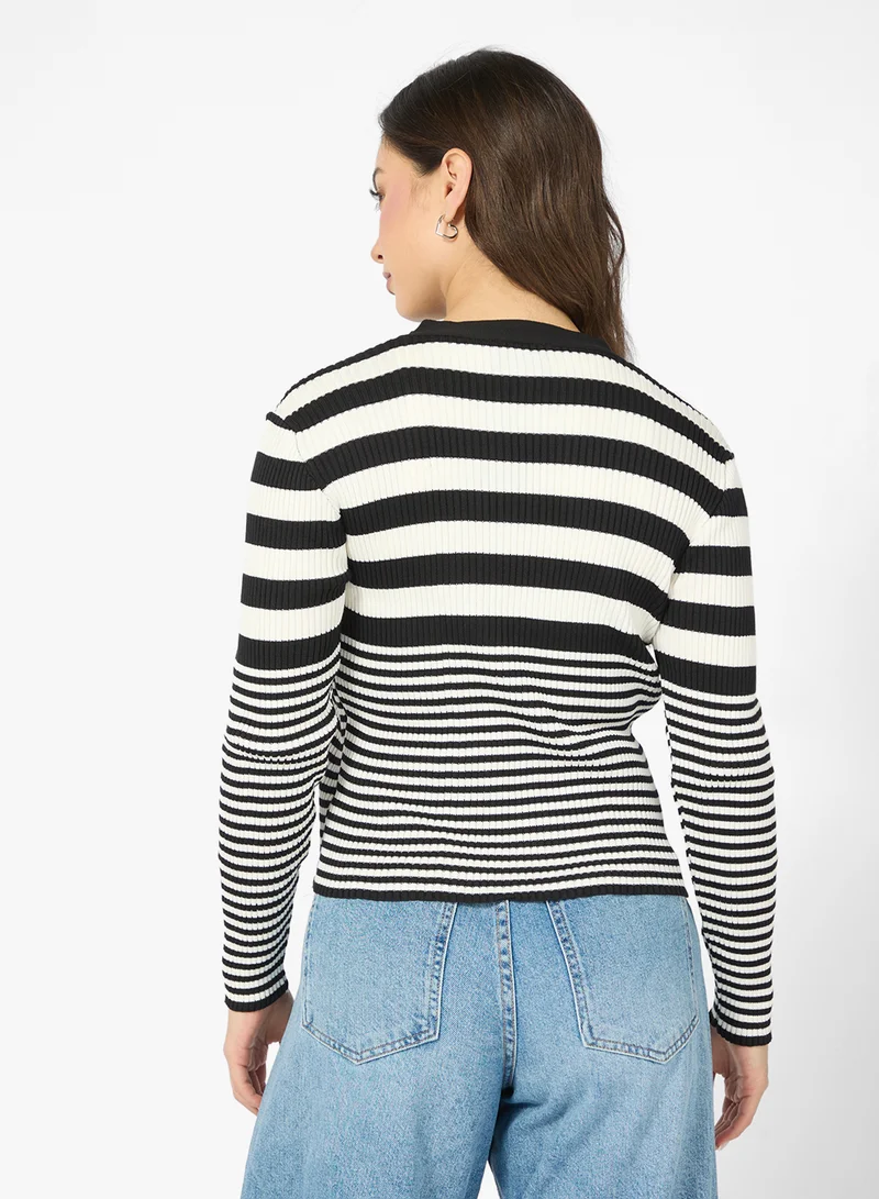 Ginger Classic Monochrome Stripe Cardigan