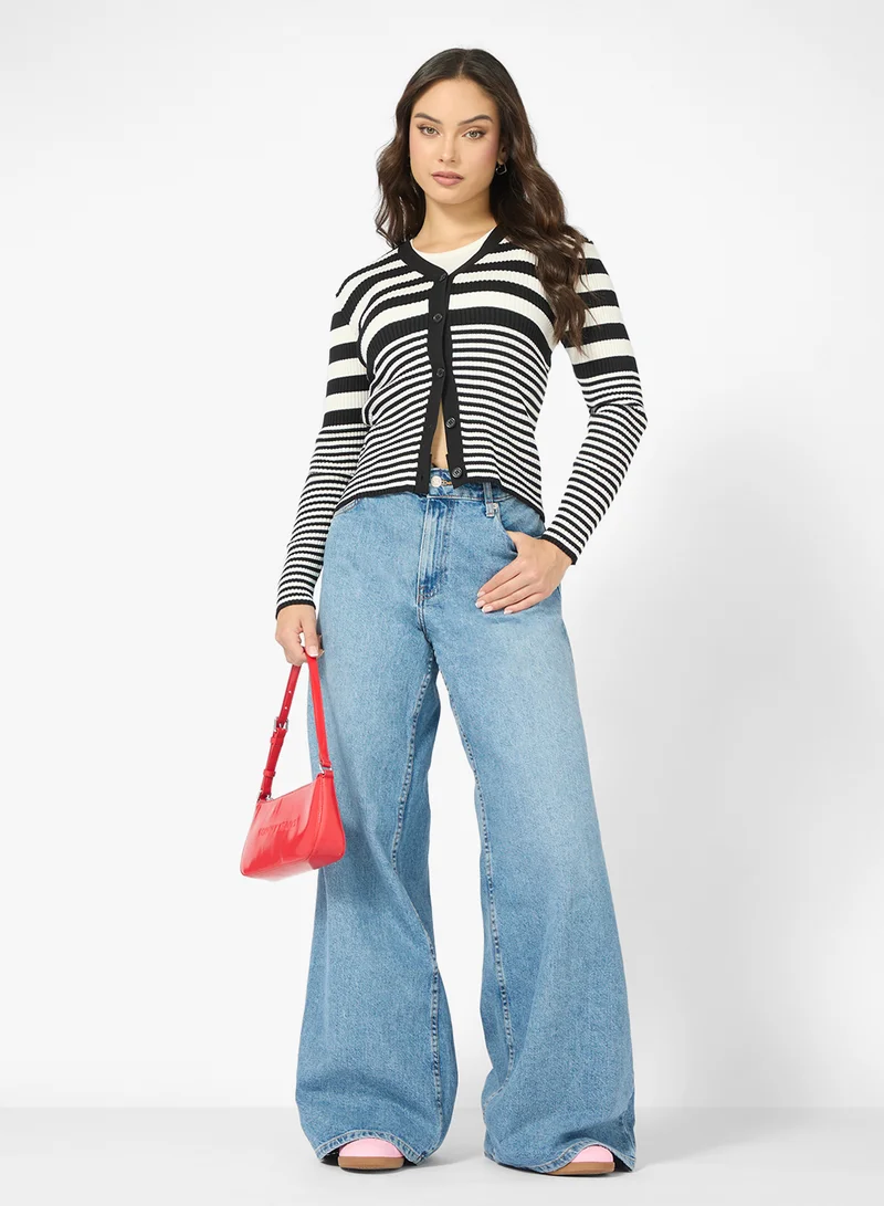 Ginger Classic Monochrome Stripe Cardigan