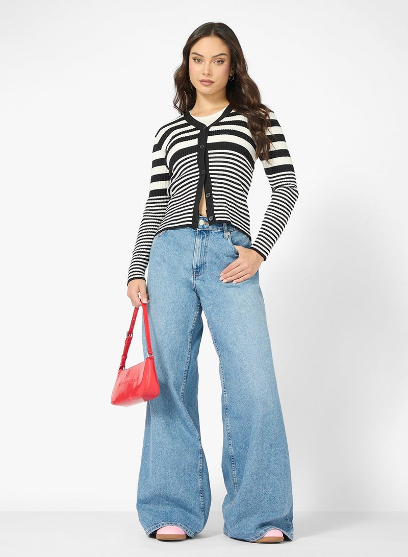 Ginger Classic Monochrome Stripe Cardigan - Image 5
