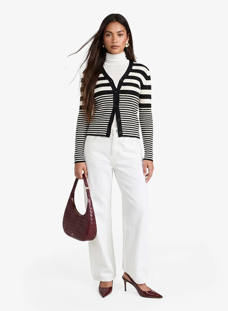 Ginger Classic Monochrome Stripe Cardigan