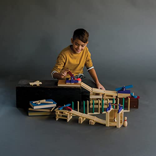MindWare KEVA Contraptions Reactions Planks Building Toy 178 KEVA Building Planks 191 Piece Set FreeForm Wood Building Set for Kids to Create Their Own Ball Maze Ages 7 Up - Image 5