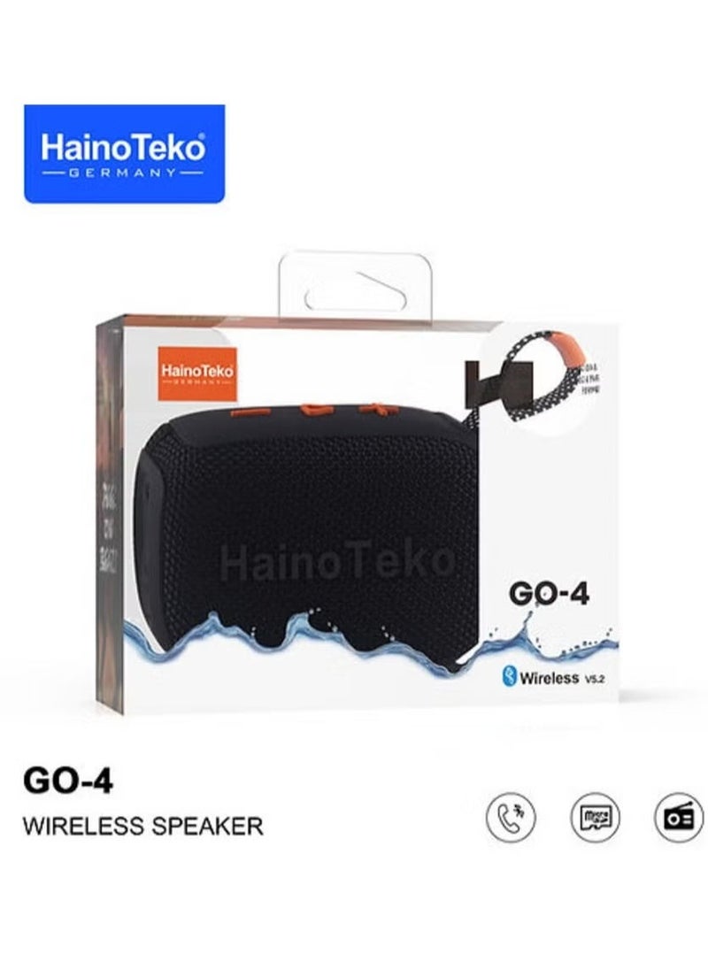 Haino Teko GO 4 Portable Mini Bluetooth Wireless Speaker – Compact, High-Quality Sound, Waterproof, Long Battery Life, Perfect for Indoor & Outdoor Use, Black - Image 2