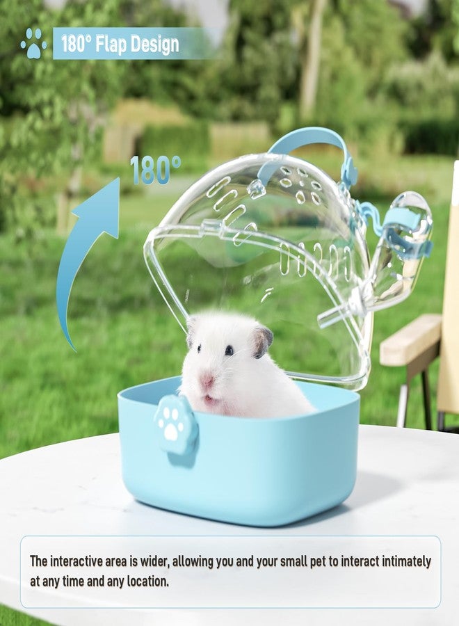 BUCATSTATE Small Animal Carrier Cage with Water Bottle, Portable Hamster Travel Carrier Carry Case 7.24" L*6.69 W *6.42" H for Small Pets, Gerbils, Mice, Dwarf Hamster (Blue) - Image 3