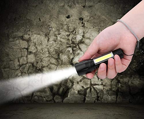 Naivete 2 in 1 Led Flashlight Zoom Light Mini Size Telescopic Portable Torch with Pen Clip Outdoor Other Camping, Aluminum, 200 lumens (2 in 1 LED Flashlight Zoom Light) - Image 1