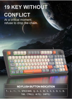 XUNFOX Arabic & English Wired Gaming Keyboard and Mouse Set,Mechanical Feel Office Keyboard with Multimedia Knob Black Grey  - Image 3