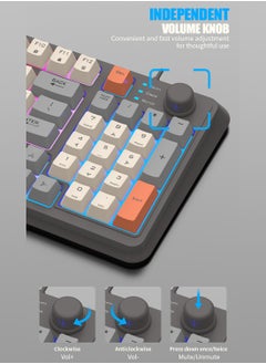 XUNFOX Arabic & English Wired Gaming Keyboard and Mouse Set,Mechanical Feel Office Keyboard with Multimedia Knob Black Grey  - Image 5
