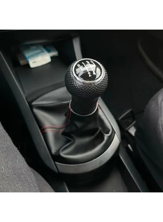 Black 5 Speed Leather Gear Shift Knob Boot For Seat Ibiza 2002 To 2010 - Image 4
