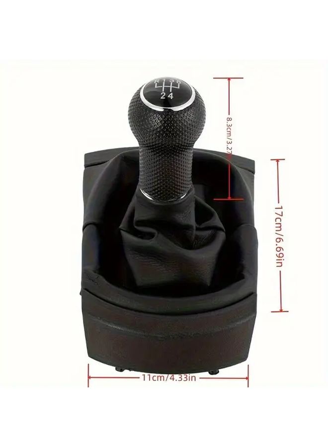 Black 5 Speed Leather Gear Shift Knob Boot For Seat Ibiza 2002 To 2010 - Image 2