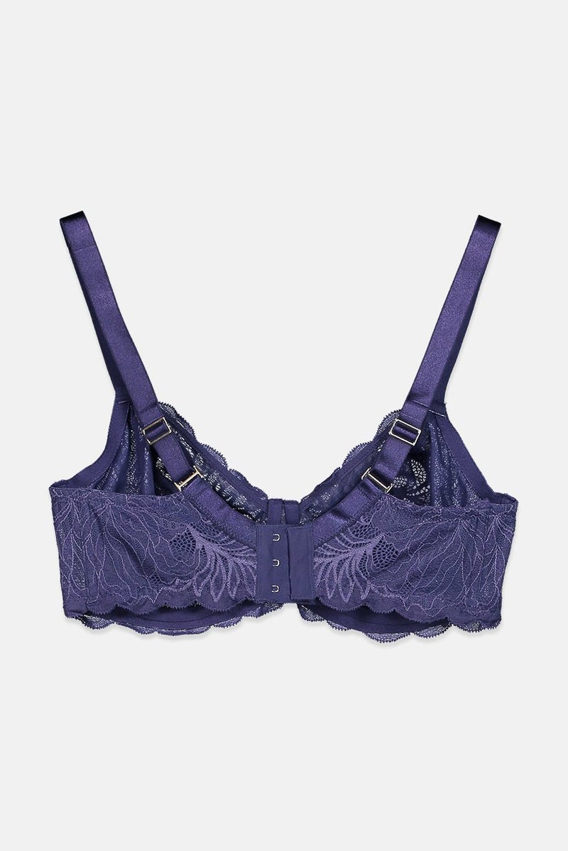Tchibo Women Non Padded Underwired Lace Bra, Dark Blue  - Image 2