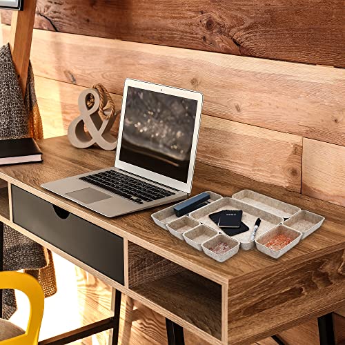 Welaxy 8-piece Nordic Beige desk drawer organizer tray office suppliers pens decluttering aesthetic wabi-sabi Scandinavian-chic storage bin hygge sleek minimalist gift solutions (Oatmeal) - Image 5