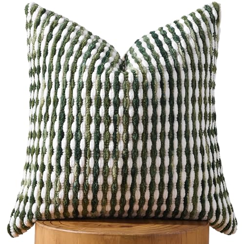AmHoo Boho Chenille Pillow Cover Decorative Tufted Pillowcase for Couch Bed Sofa Bedroom Living Room Modern 18 x 18Inch Sage Green - Image 1