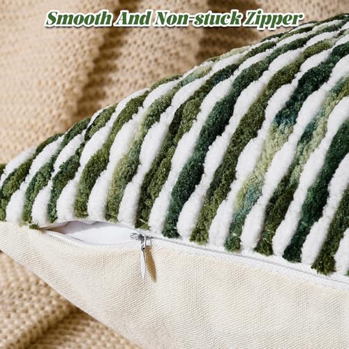 AmHoo Boho Chenille Pillow Cover Decorative Tufted Pillowcase for Couch Bed Sofa Bedroom Living Room Modern 18 x 18Inch Sage Green - Image 3