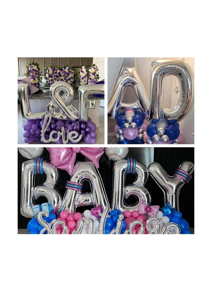 Party with Emma Silver Letter A to Z Balloons 32 inch Large Alphabet Balloons Silver Helium Foil Letter Balloon Banner for Birthday Party Anniversary Wedding Decoration (Silver-W)  - Image 5