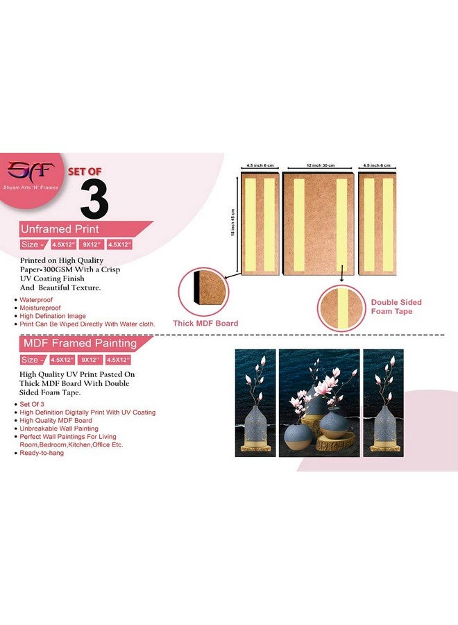 SAF paintings Flower UV Tectured Multi Effect 6 mm MDF Framed Decorated Paintings (Multicolor, 12 Inch x 18 Inch, SANFJM32431) - Set of 3 - Image 3