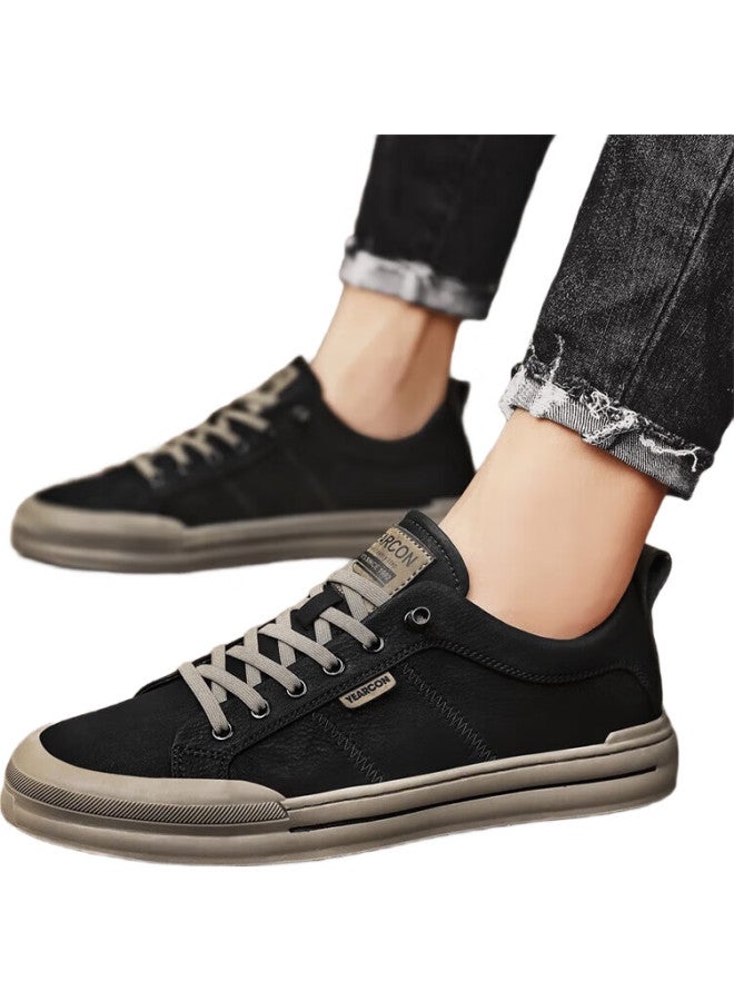 YEARCON Men'S Casual Shoes White Low-Top Lace-Up Sneakers E53304327 Agate Black 43 - Image 2