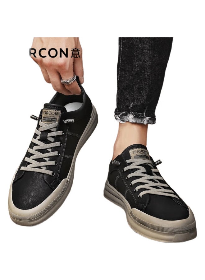 YEARCON Men'S Casual Shoes White Low-Top Lace-Up Sneakers E53304327 Agate Black 43 - Image 1