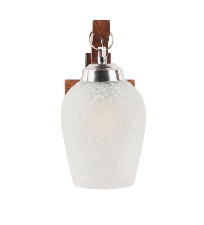 SINOMAN Modern Wooden Wall Light Lamp with Glass Shade | Decorative Wall Sconce for Bedroom, Living Room, Hallway | Warm Light Wall Mounted Lamp | Home & Hotel Lighting Fixture (Without Bulb) - Image 4