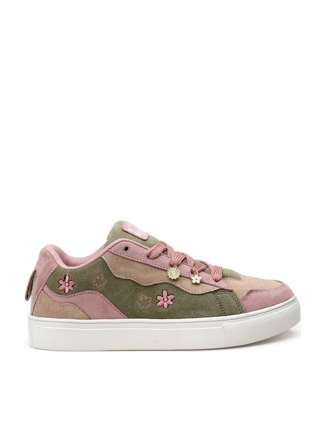 Bacca Bucci High Top Sneakers for Women in Dusty Rose Moss with Floral Detailing and Cushioned Sole - Image 1