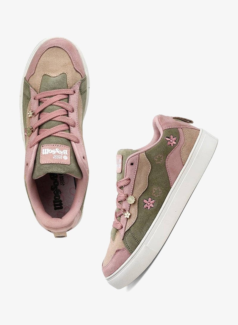 Bacca Bucci High Top Sneakers for Women in Dusty Rose Moss with Floral Detailing and Cushioned Sole - Image 5