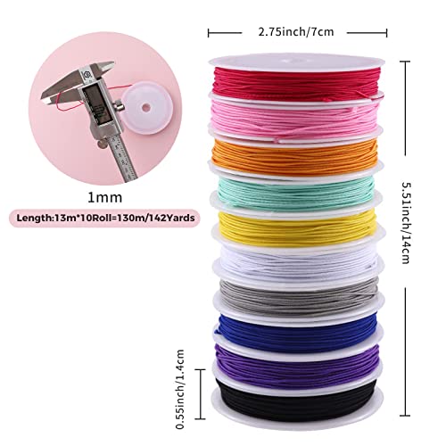 MAKERSLAND Elastic Cord for Making Jewelry 1mm 130m/142Yards 10Roll Multicolor Stretch String Beading Crafting for DIY Masks Jewelry Making Necklace Bracelet Beading Craft Thread - Image 2
