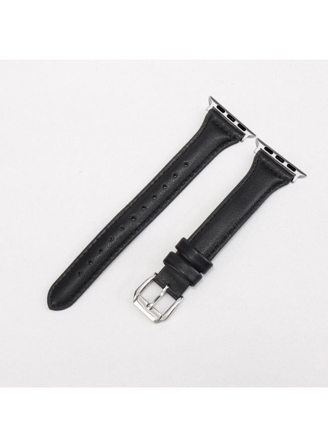 MSSM حزام مناسب لساعة آبل الذكية iWatch 4/5/6/7/8/ألترا، من الجلد الطبيعي عالي الجودة، تصميم نحيف وأنيق خاص بالرجال، مشبك خفيف الوزن - Image 1