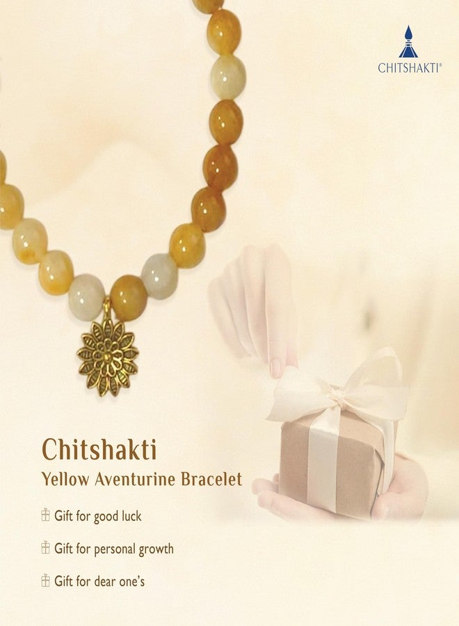 Chitshakti Natural Yellow Aventurine Bracelet with Charm | 8mm Semi-Precious Stone Beads | Handmade Stretchable Unisex Crystal Jewelry. - Image 3